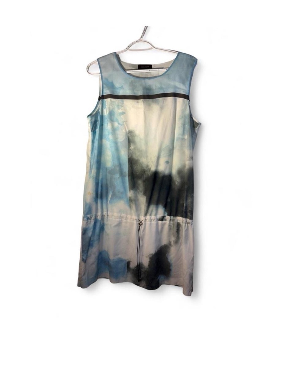 Cop.Copine Sleeveless Watercolor Blue and Gray Shift Dress